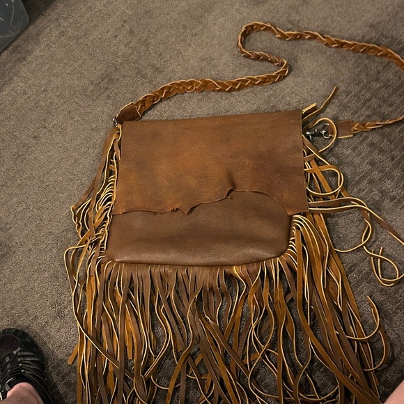 American Darling Tan Leather Fringe Crossbody Bag - Picture 1 of 6